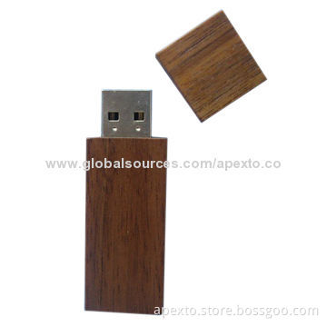Wooden USB Stick with 1-16GB Storage Capacity and Customized Logos, Supports Password Protection